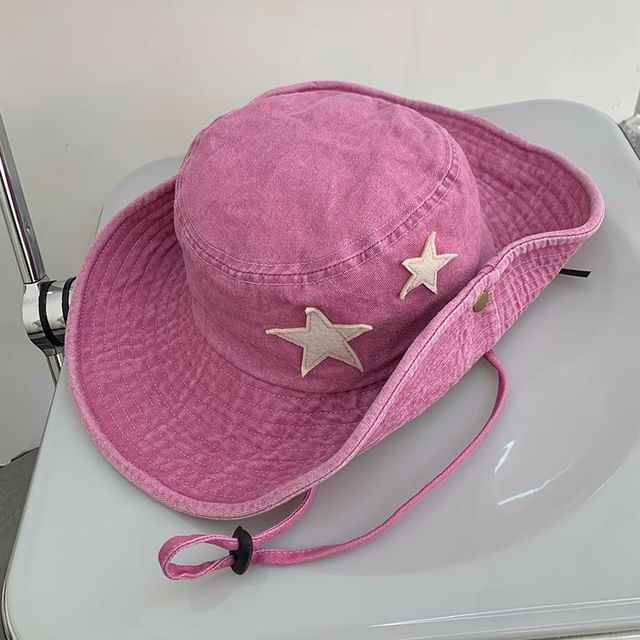 Star Applique Washed Boonie Hat