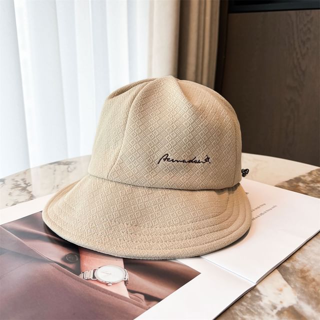 Lettering Embroidered Wide Brim Cap