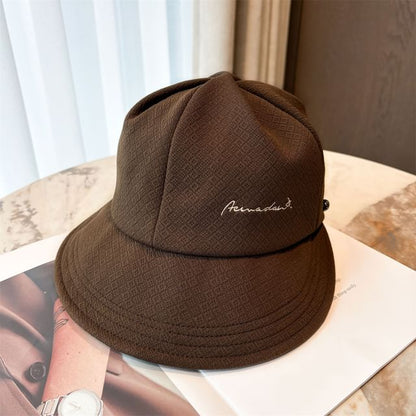 Lettering Embroidered Wide Brim Cap