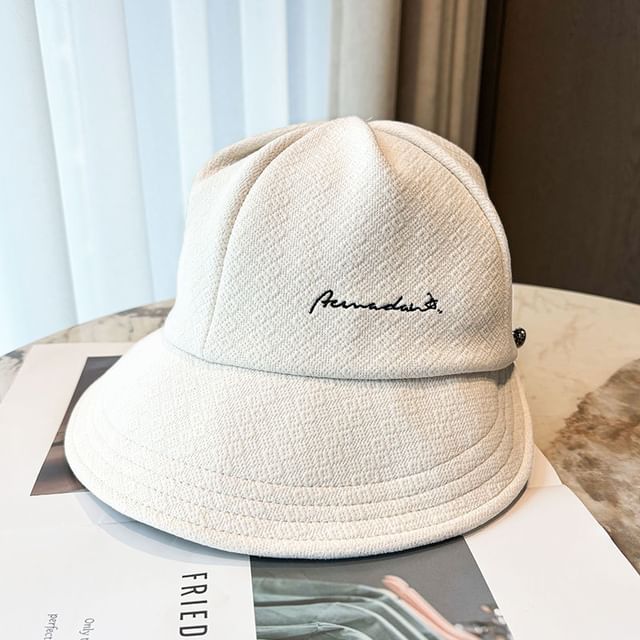 Lettering Embroidered Wide Brim Cap