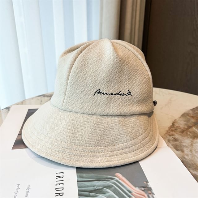 Lettering Embroidered Wide Brim Cap