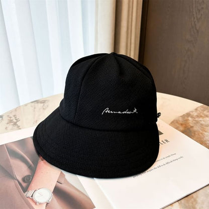 Lettering Embroidered Wide Brim Cap
