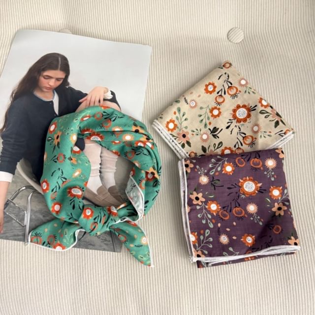 Floral Print Square Scarf