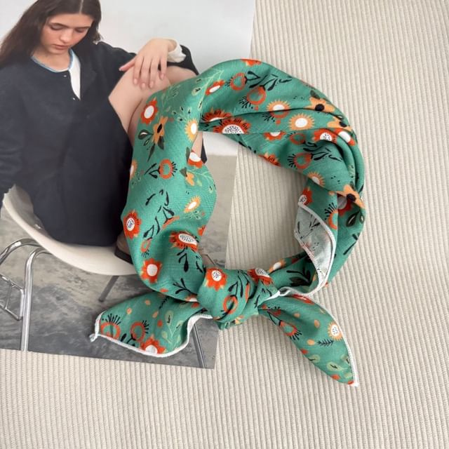 Floral Print Square Scarf