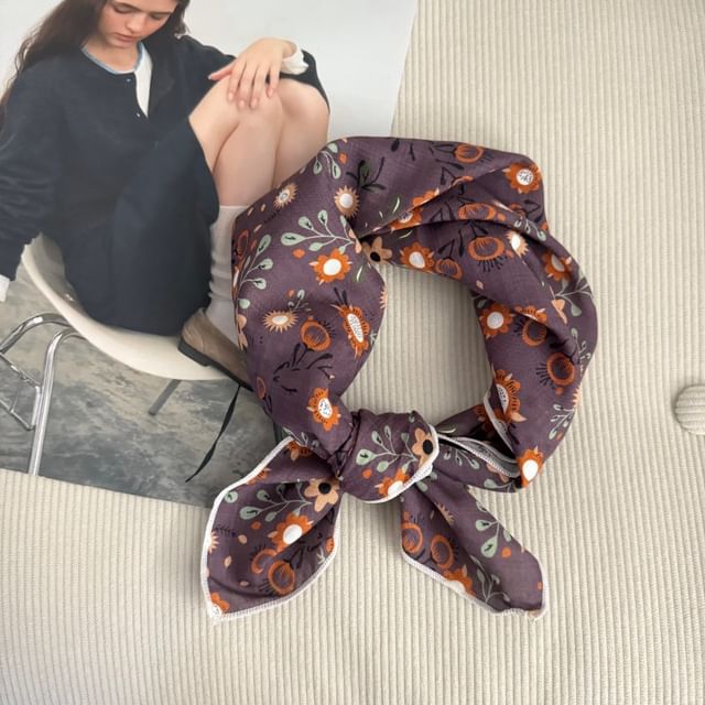 Floral Print Square Scarf