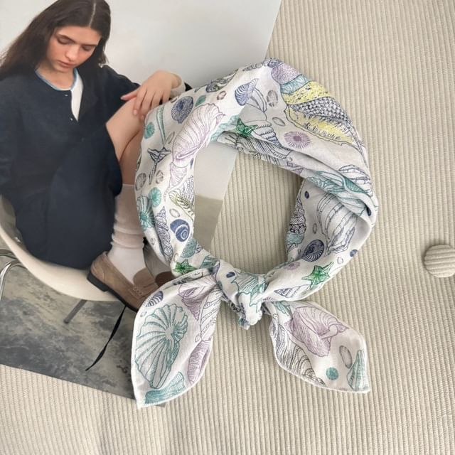 Floral Print Square Scarf