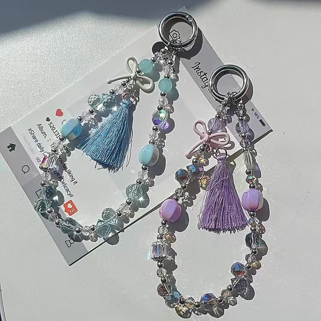 Lanyard with Bow Strap Pad Phone Crystal Faux