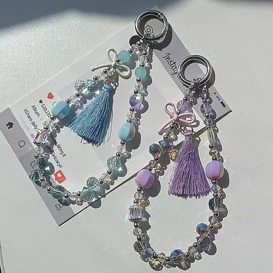 Lanyard with Bow Strap Pad Phone Crystal Faux