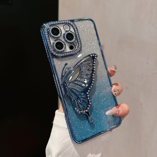 Stand Butterfly Embellished Case Phone