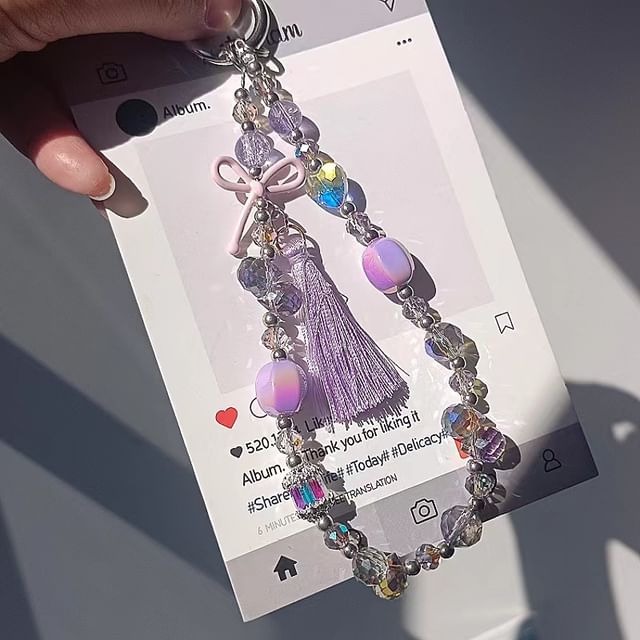 Lanyard with Bow Strap Pad Phone Crystal Faux