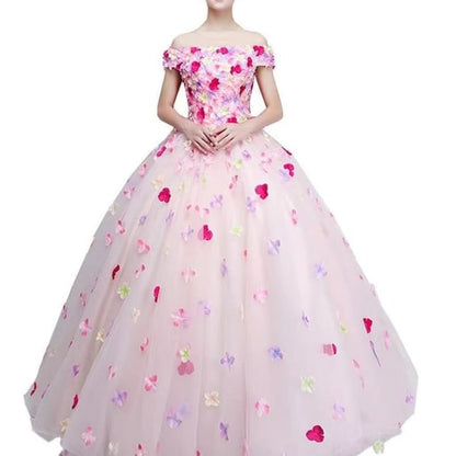 Wedding Embroidered Gown Off Floral Shoulder Ball