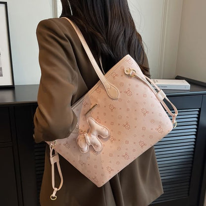 Bag Leather Patterned Tote Faux Drawstring