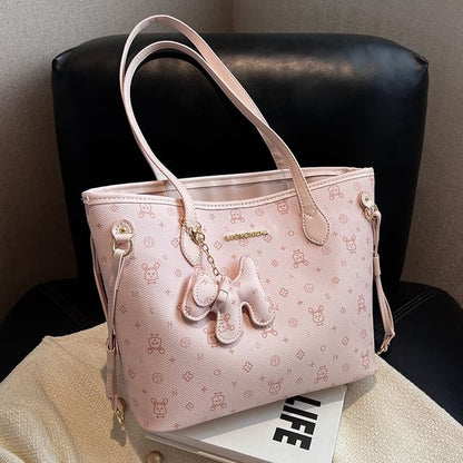 Bag Leather Patterned Tote Faux Drawstring