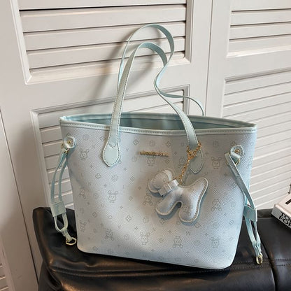 Bag Leather Patterned Tote Faux Drawstring