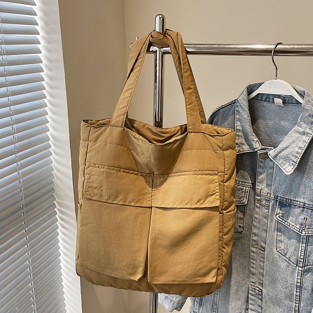 Fabric Tote Pocket Bag Flap Plain