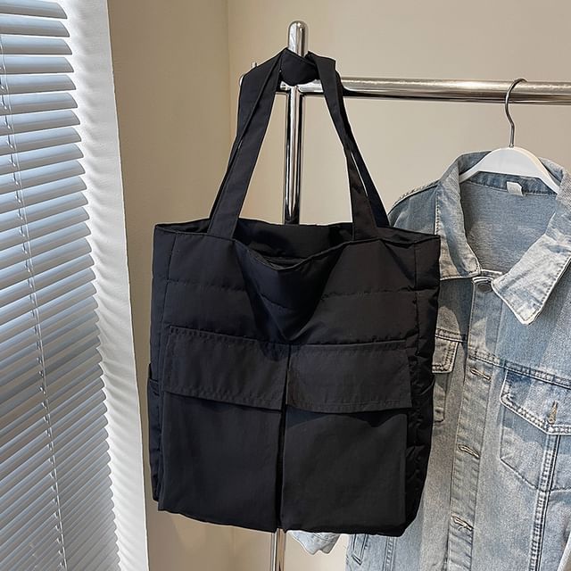 Fabric Tote Pocket Bag Flap Plain