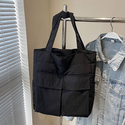 Fabric Tote Pocket Bag Flap Plain