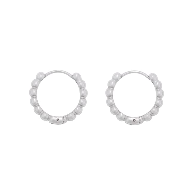 Beaded Hoop Earrings in Stainless Steel