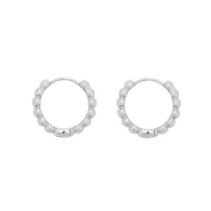 Beaded Hoop Earrings in Stainless Steel