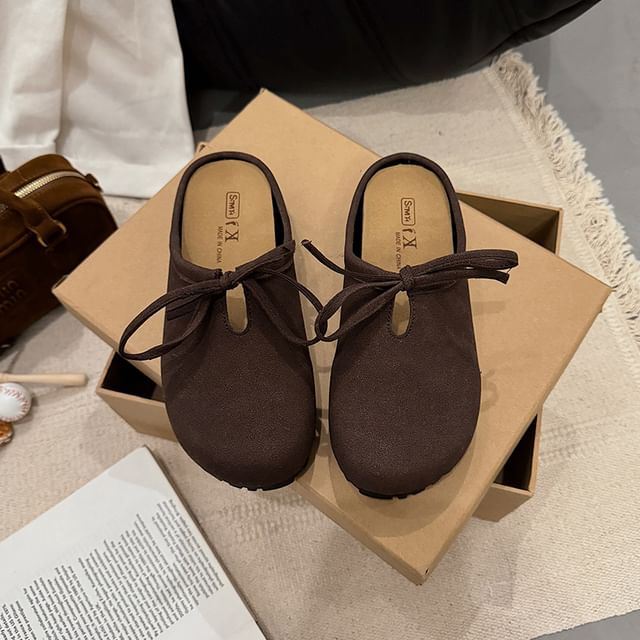 Platform Plain Bow Accent Mules