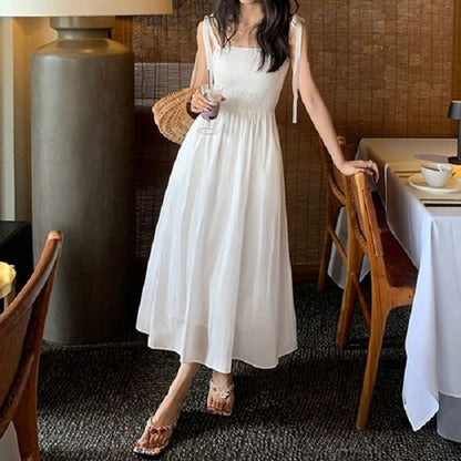 Tie-Shoulder Maxi A-Line Dress