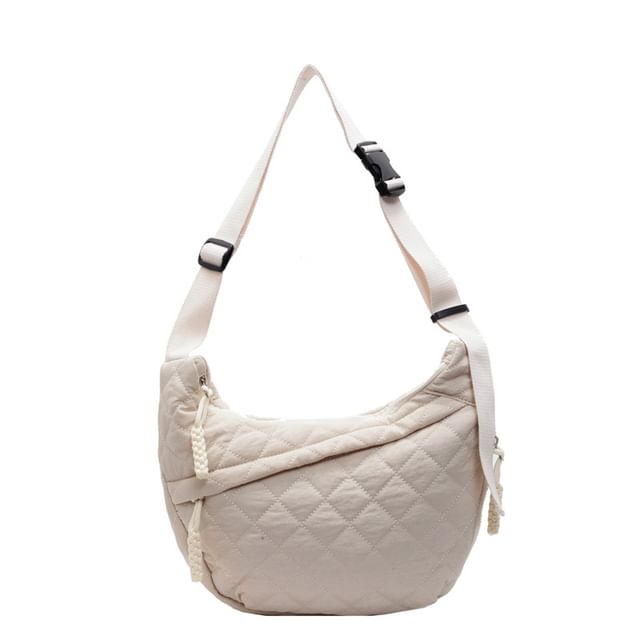 Zip Bag Crossbody Plain Nylon Quilted