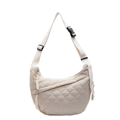 Zip Bag Crossbody Plain Nylon Quilted