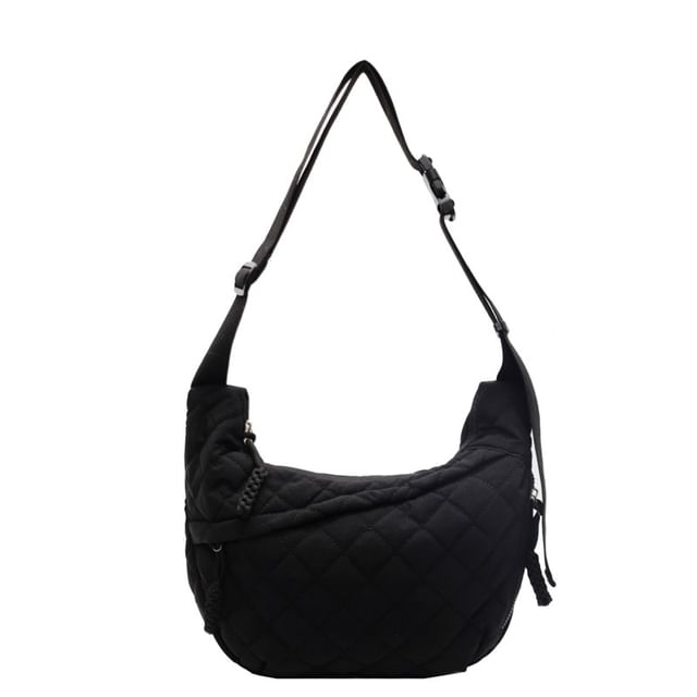 Zip Bag Crossbody Plain Nylon Quilted
