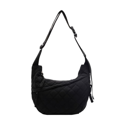 Zip Bag Crossbody Plain Nylon Quilted