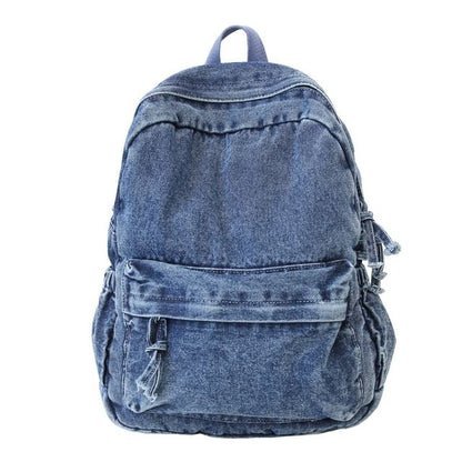 Denim Washed Backpack Zip
