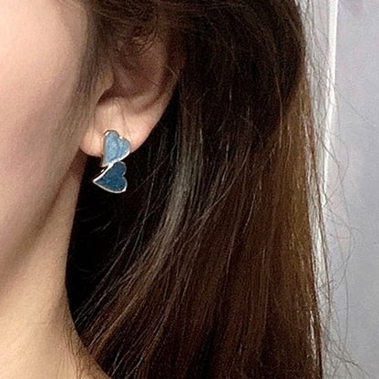 Heart Asymmetrical Ear Stud / Clip-On Earring