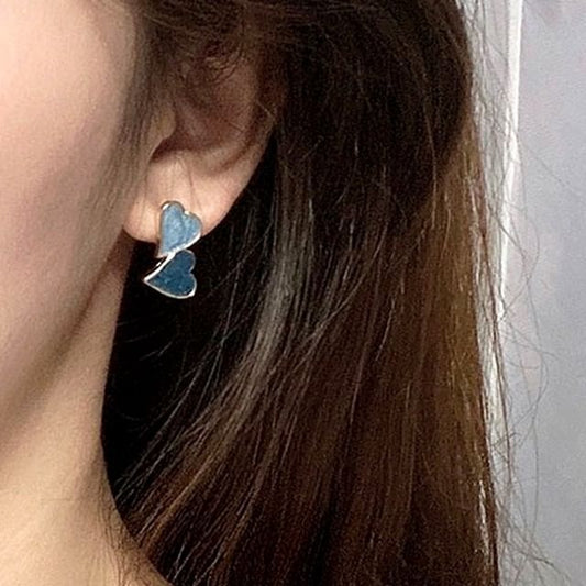 Heart Asymmetrical Ear Stud / Clip-On Earring