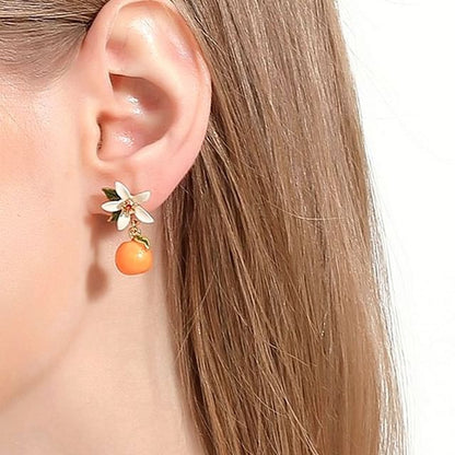 Flower Rhinestone Drop Earring / Clip-On Earring