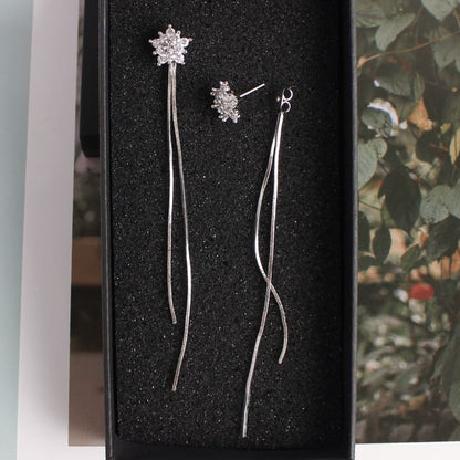 Star Rhinestone Fringed Dangle Earring / Clip-On Earring