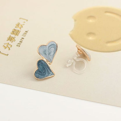 Heart Asymmetrical Ear Stud / Clip-On Earring