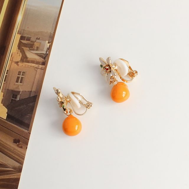 Flower Rhinestone Drop Earring / Clip-On Earring