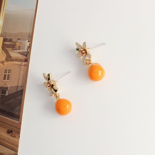 Flower Rhinestone Drop Earring / Clip-On Earring