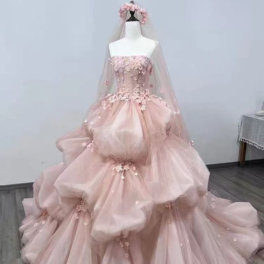 Gown Strapless Wedding Embroidered Lace Ball