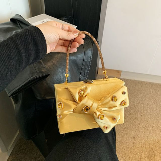 Rhinestone Bow Box Crossbody Bag