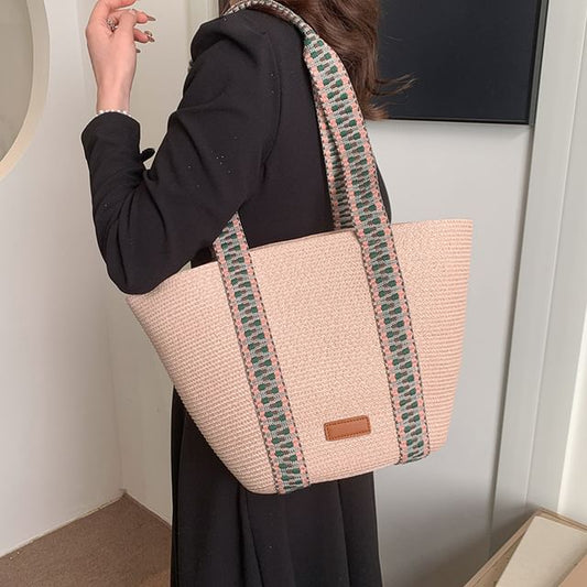 Woven Pattern Strap Tote Bag