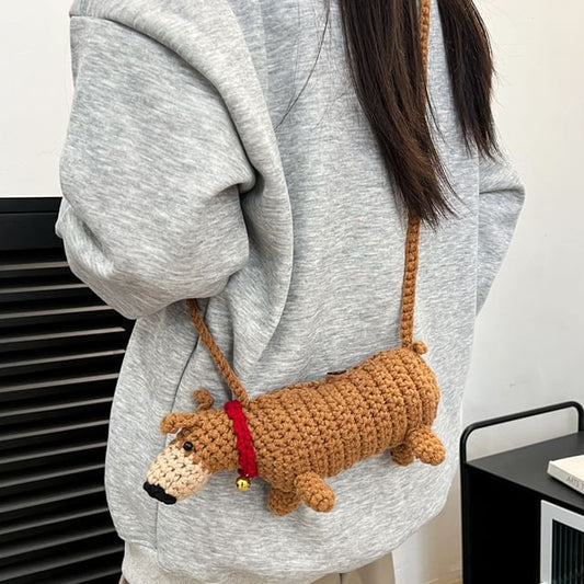 Dog Knit Crossbody Bag