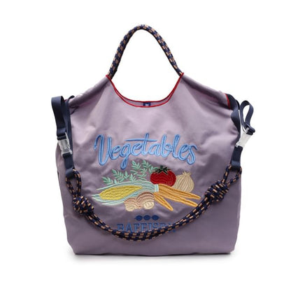 Vegetable Embroidered Tote Bag