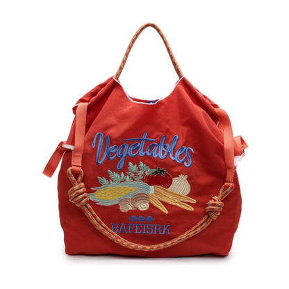 Vegetable Embroidered Tote Bag