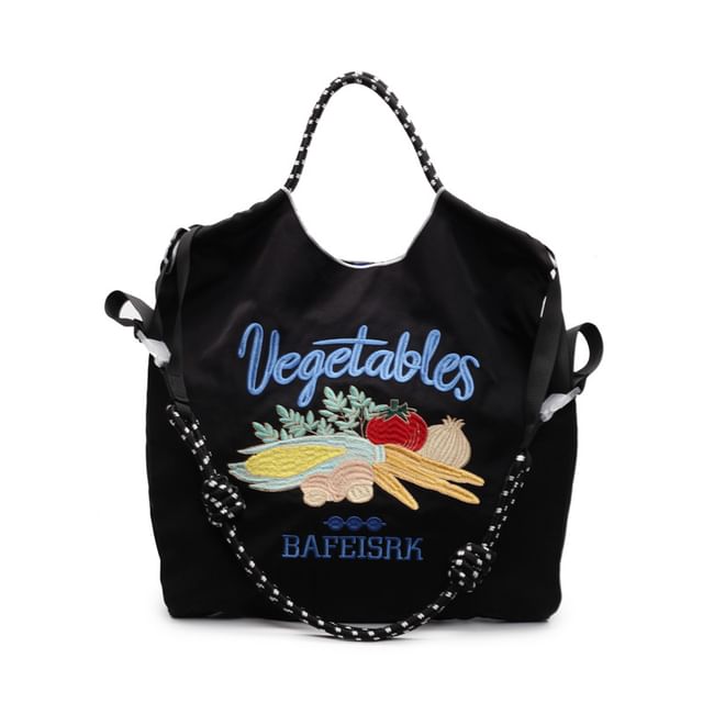 Vegetable Embroidered Tote Bag