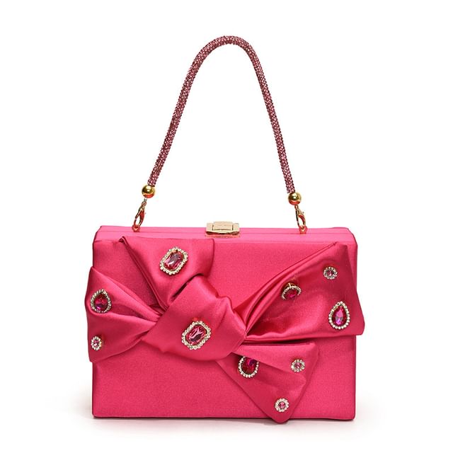 Rhinestone Bow Box Crossbody Bag