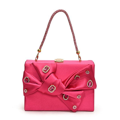 Rhinestone Bow Box Crossbody Bag