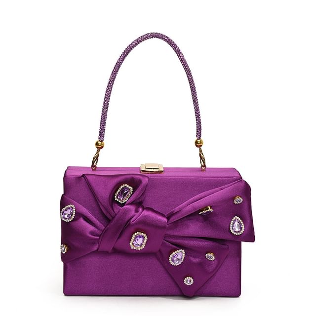 Rhinestone Bow Box Crossbody Bag