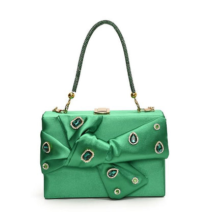 Rhinestone Bow Box Crossbody Bag
