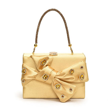 Rhinestone Bow Box Crossbody Bag