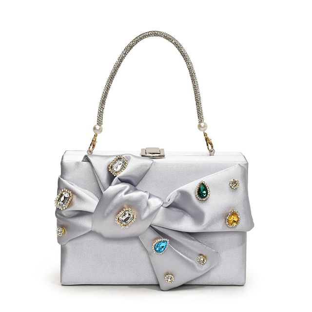 Rhinestone Bow Box Crossbody Bag